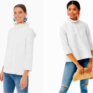 Tuckernuck Pomander Place White Ruffle Neck blouse